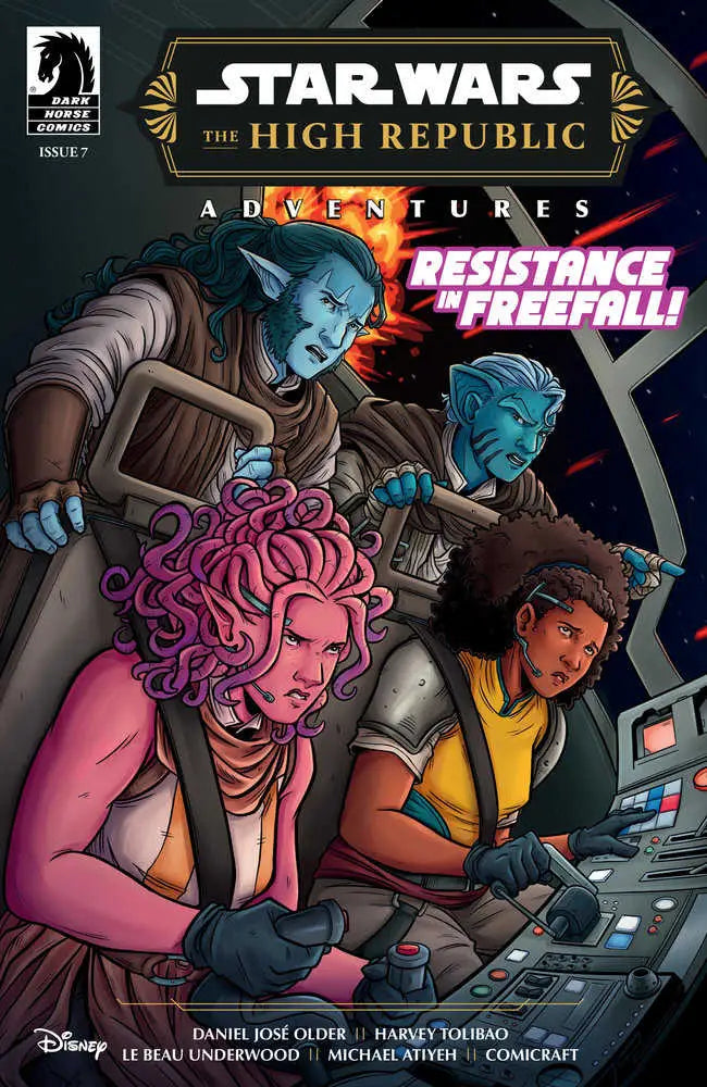 Comic book cover of Star Wars: The High Republic Adventures with Resistance to Freefall text