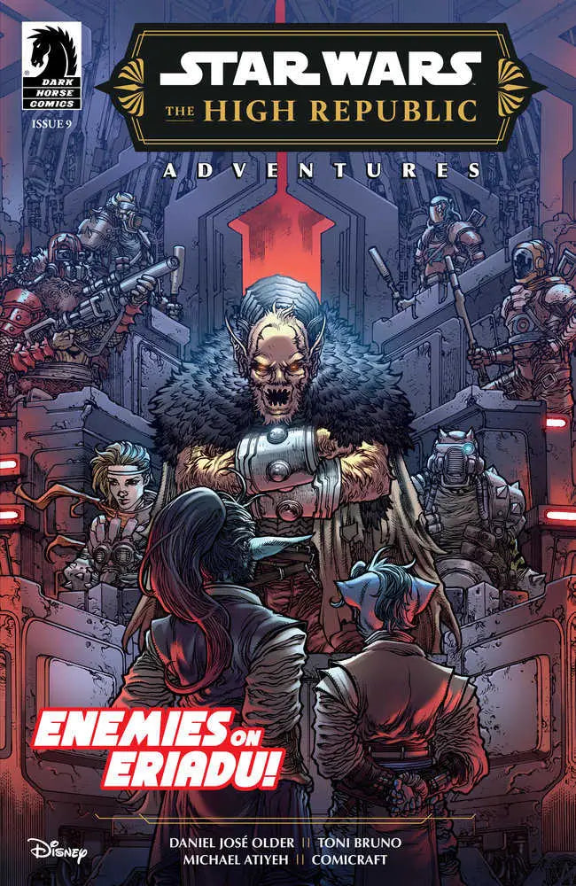 Star Wars: The High Republic Adventures cover features dark armored figures in an epic scene