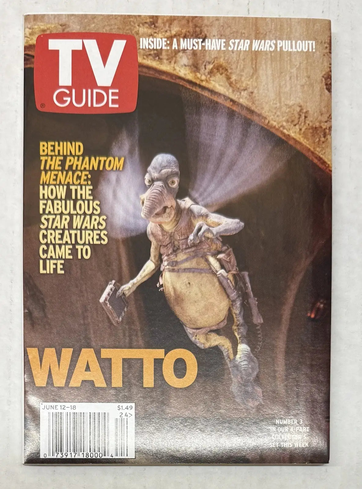 STAR WARS The Phantom Menace TV GUIDE Magazine Watto #3 June 12 - 18 1999 - Entertainment Memorabilia