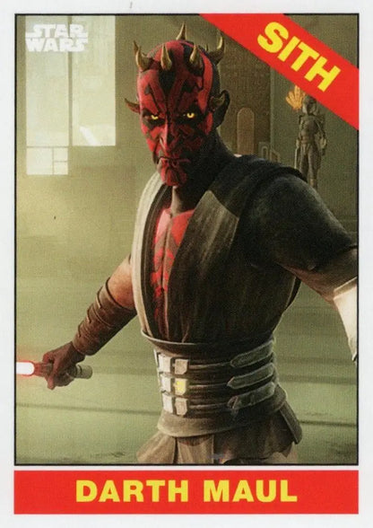 Red-skinned Darth Maul in dark robes on Star Wars Topps Baseball trading card