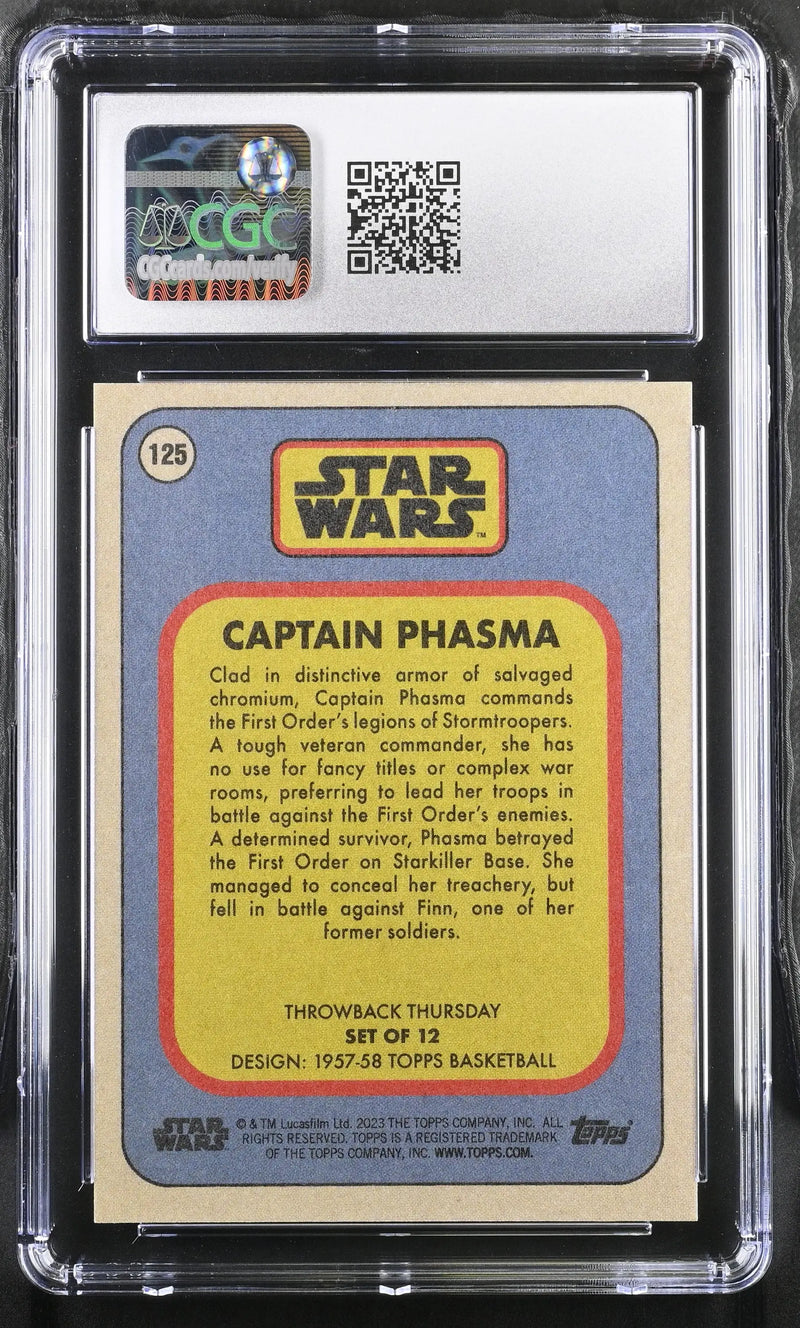 Graded trading card of Captain Phasma from Star Wars in protective case