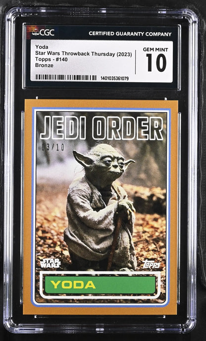 Graded Yoda trading card from Star Wars Throwback Thursday with Gem Mint rating