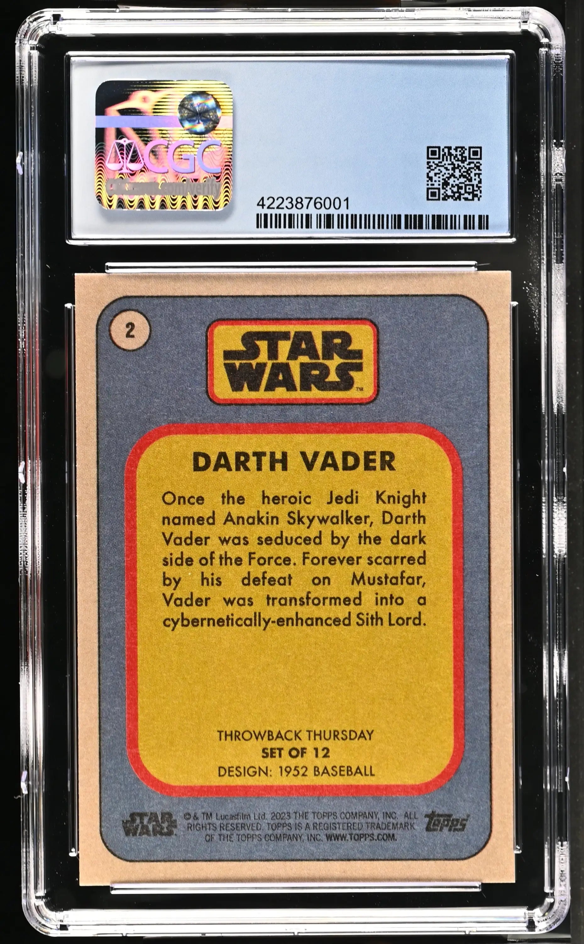 Graded Star Wars trading card featuring Darth Vader in Gem Mint condition