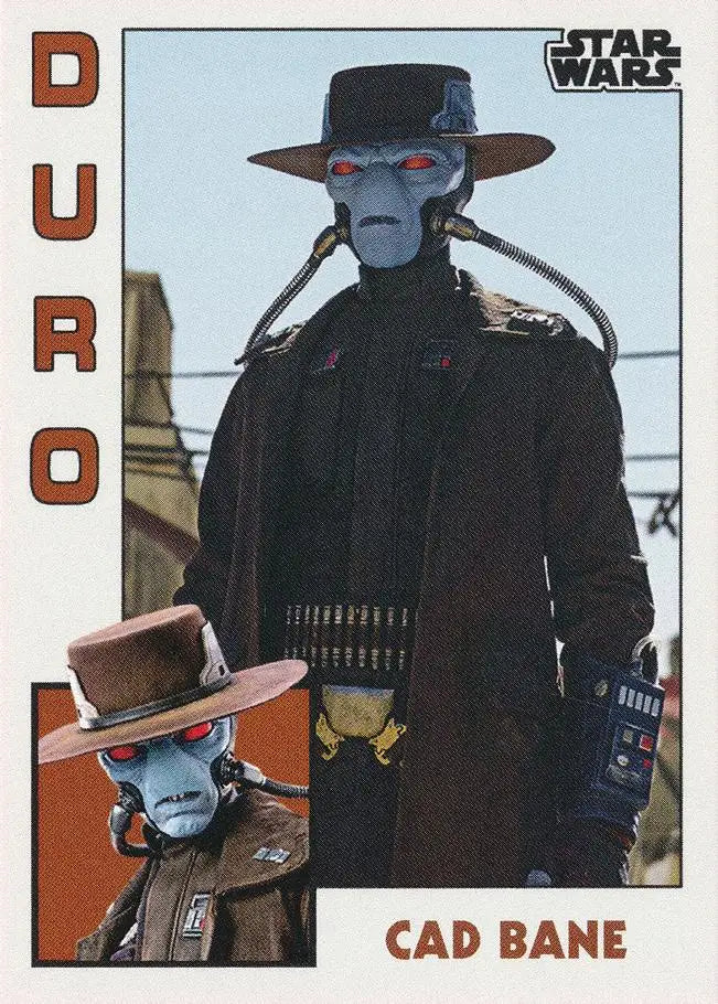 Blue-skinned alien bounty hunter Cad Bane on Star Wars trading card from 1984