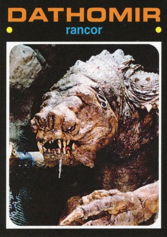 Grotesque Star Wars creature with sharp teeth on trading card #40 Rancor 1971 Baseball