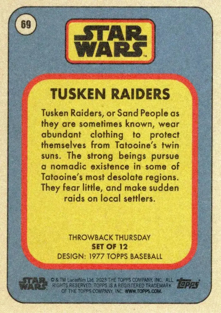 Star Wars Throwback Thursday 2023 Card #69 Tusken Raiders 1977 Topps Baseball - Non-Sports Card Single