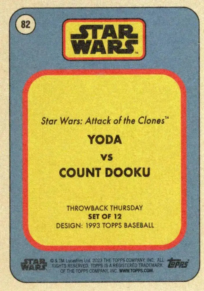 Star Wars Throwback Thursday 2023 Card #82 Yoda vs Count Dooku - Non-Sports Card Single