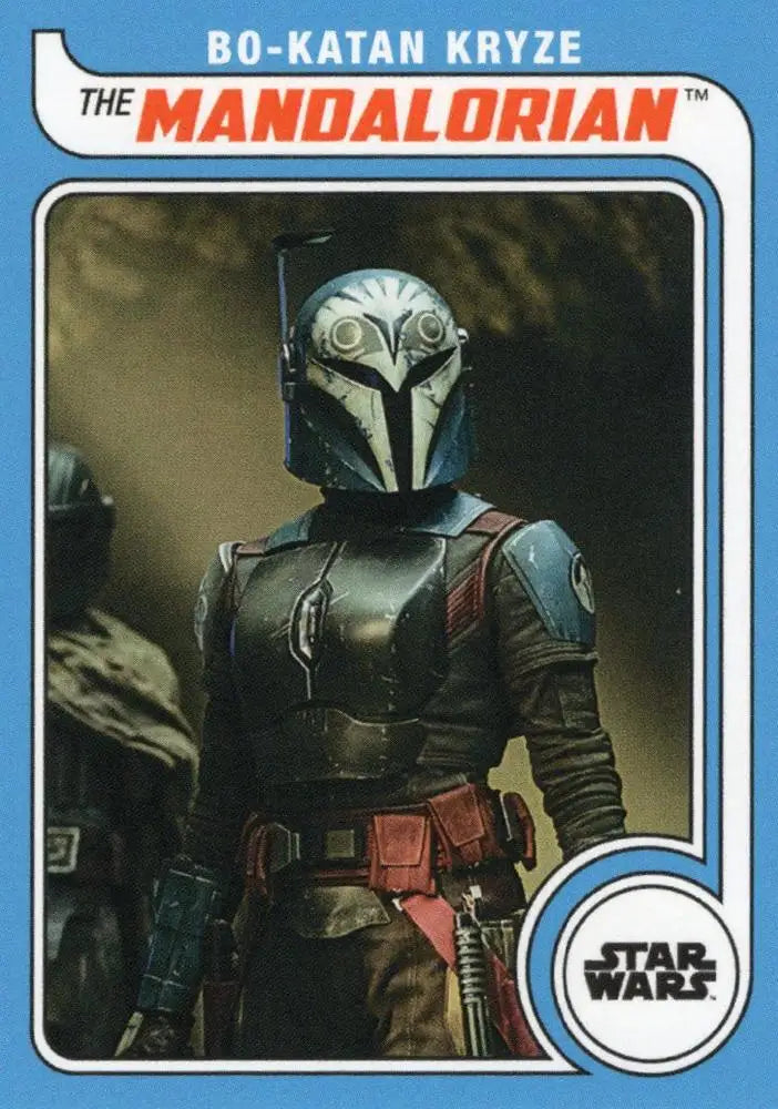 Mandalorian warrior in distinctive armor and T-shaped visor on Star Wars trading card