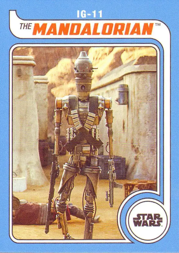 Metallic humanoid droid IG-11 from Star Wars on Topps Hockey trading card