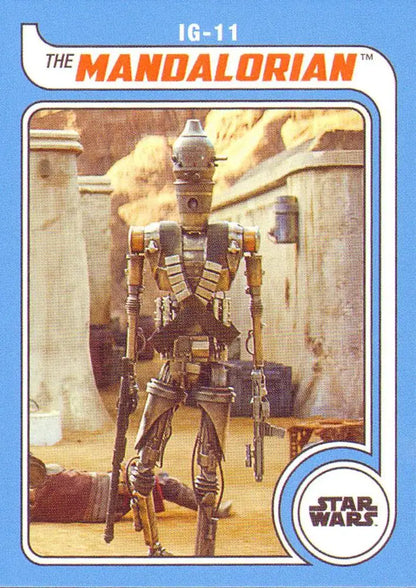 Metallic humanoid droid IG-11 from Star Wars on Topps Hockey trading card