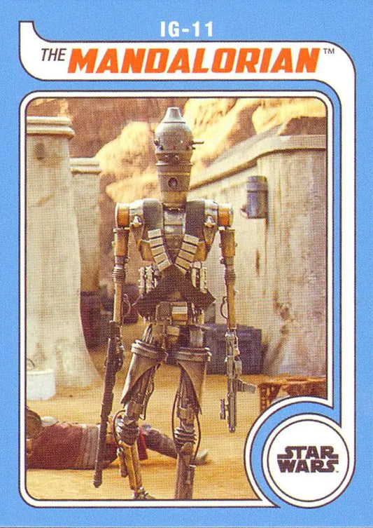 Metallic humanoid droid IG-11 from Star Wars on Topps Hockey trading card