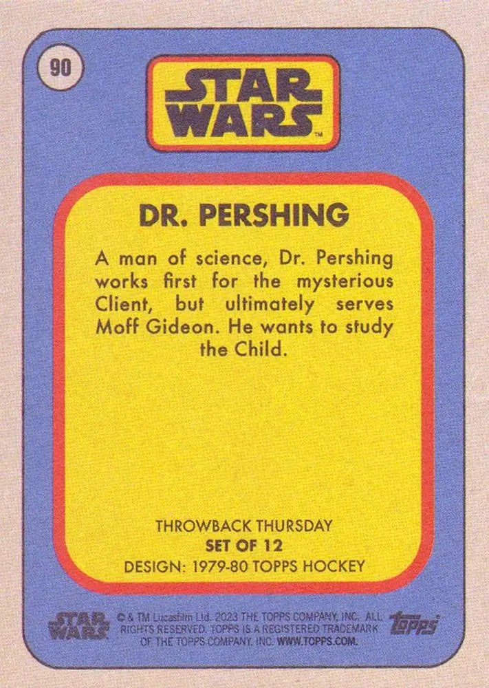 Trading card of Dr. Pershing from Star Wars in 1979-80 Topps Hockey series