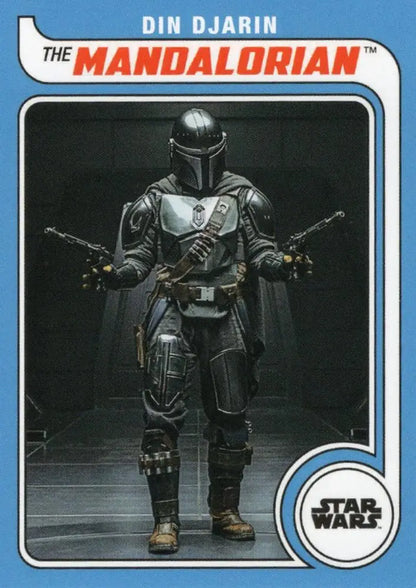 Armored figure in Mandalorian gear with weapons from Star Wars Topps Hockey trading cards