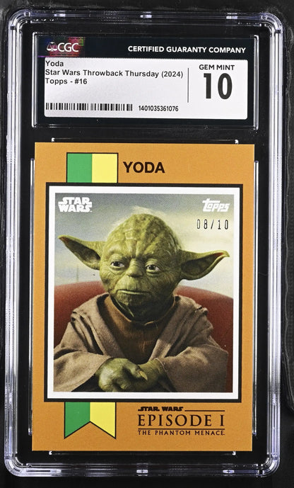 Graded Yoda Bronze trading card from Star Wars, CGC 10 Gem Mint edition