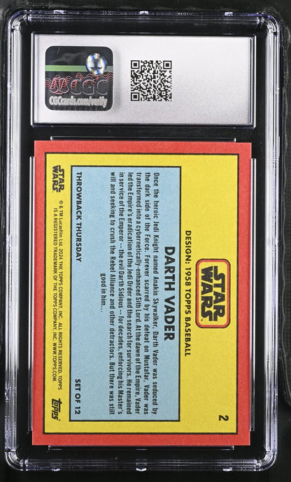 Graded Darth Vader Star Wars trading card in CGC 10 Gem Mint condition