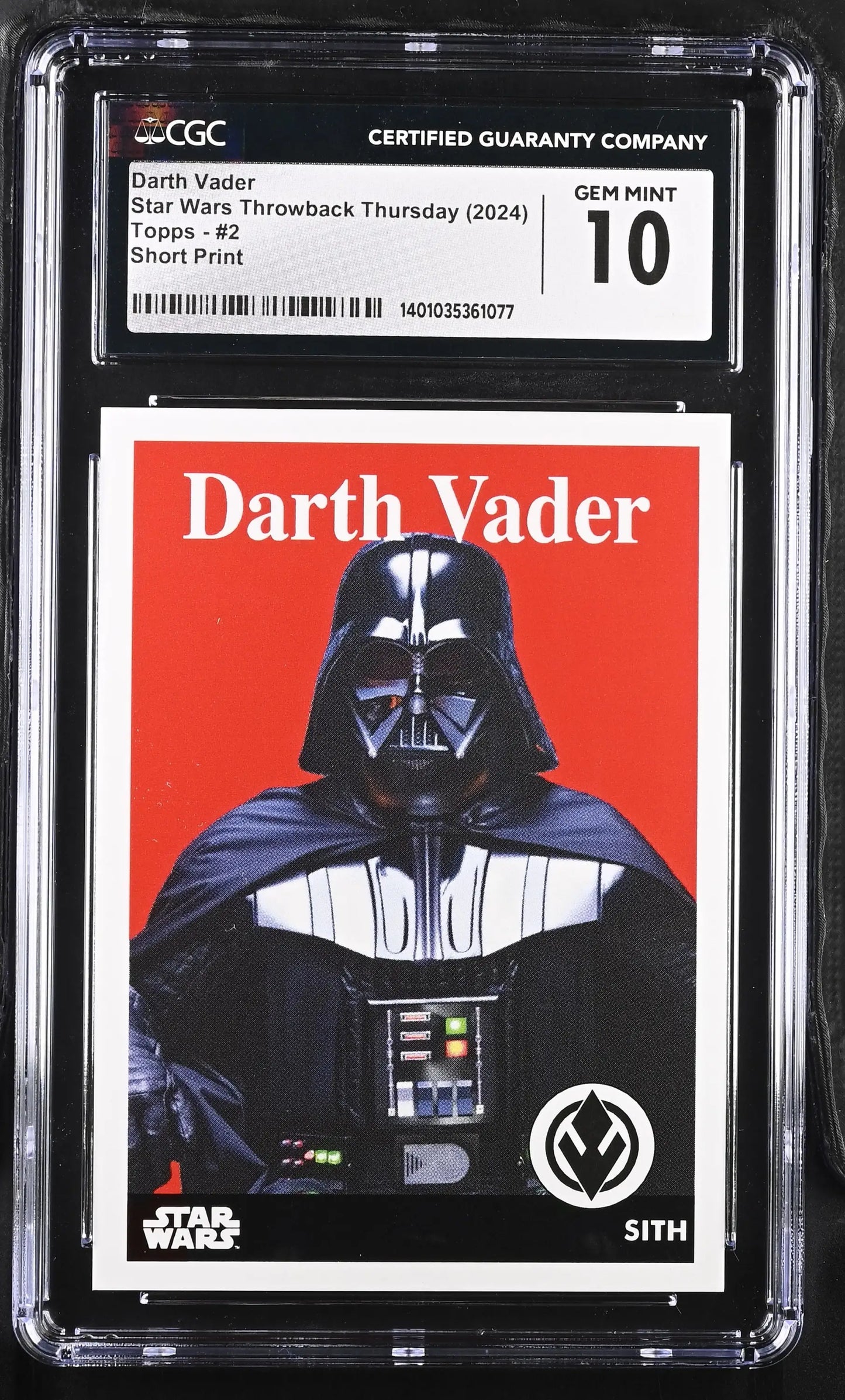 Graded Darth Vader Star Wars trading card CGC 10 Gem Mint in premium condition