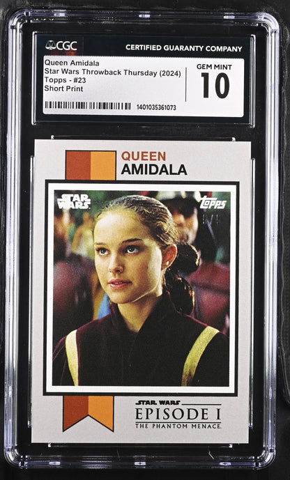 Graded Queen Amidala trading card from Star Wars Throwback Thursday 2024 in Gem Mint condition
