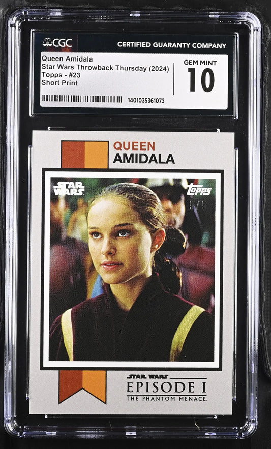 Graded Queen Amidala trading card from Star Wars Throwback Thursday 2024 in Gem Mint condition