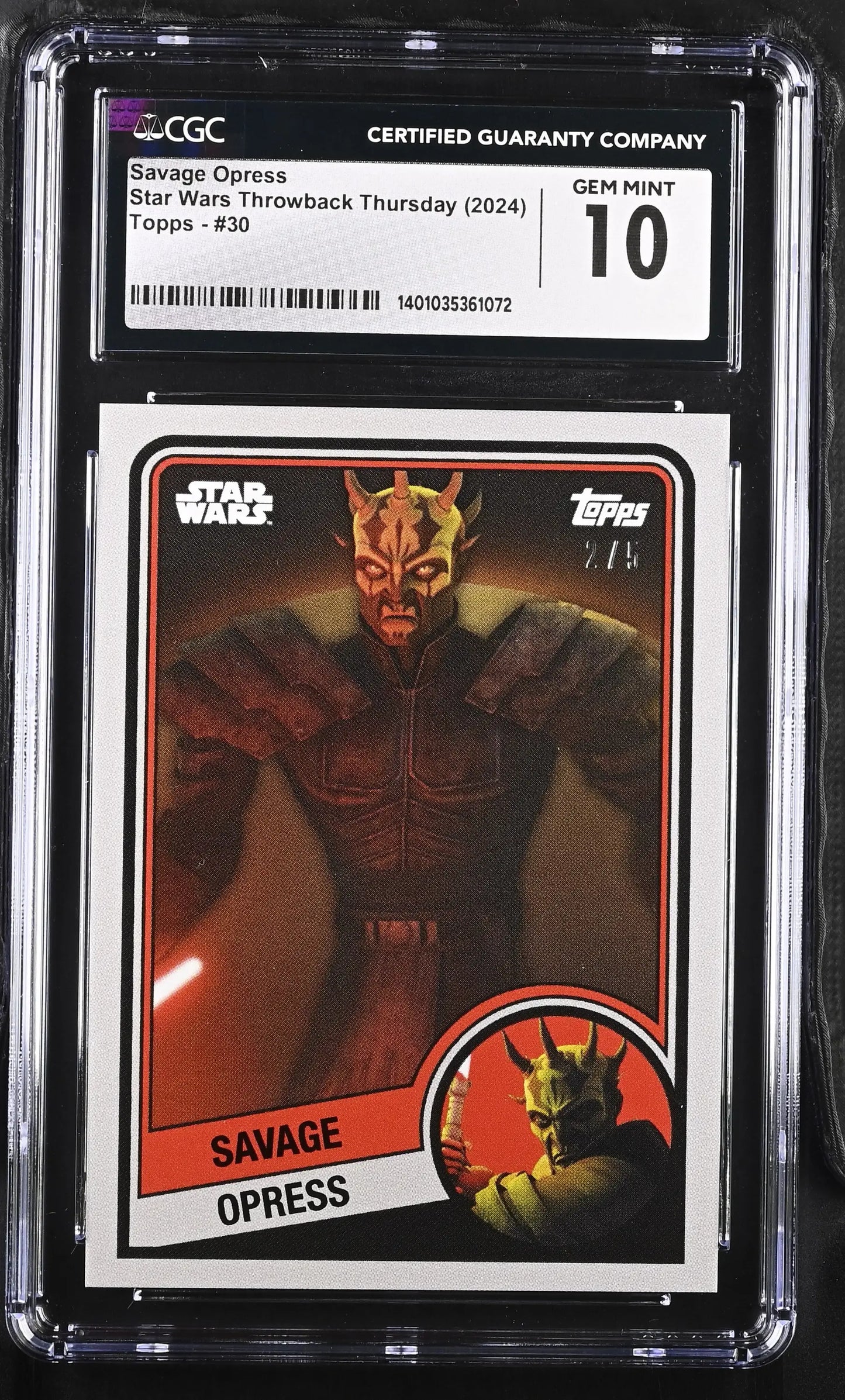 Graded Savage Opress Star Wars trading card in Gem Mint condition from Star Wars Throwback