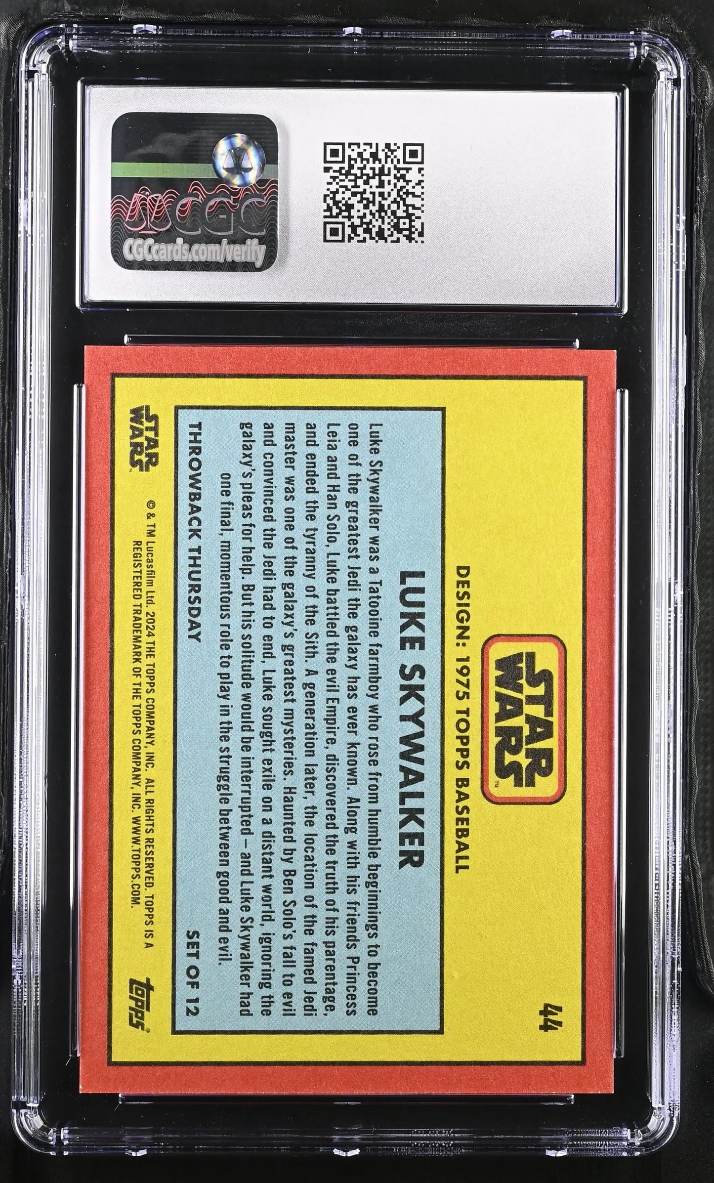 Graded Luke Skywalker Star Wars baseball card image variation CGC 9.5 Mint+ collectible