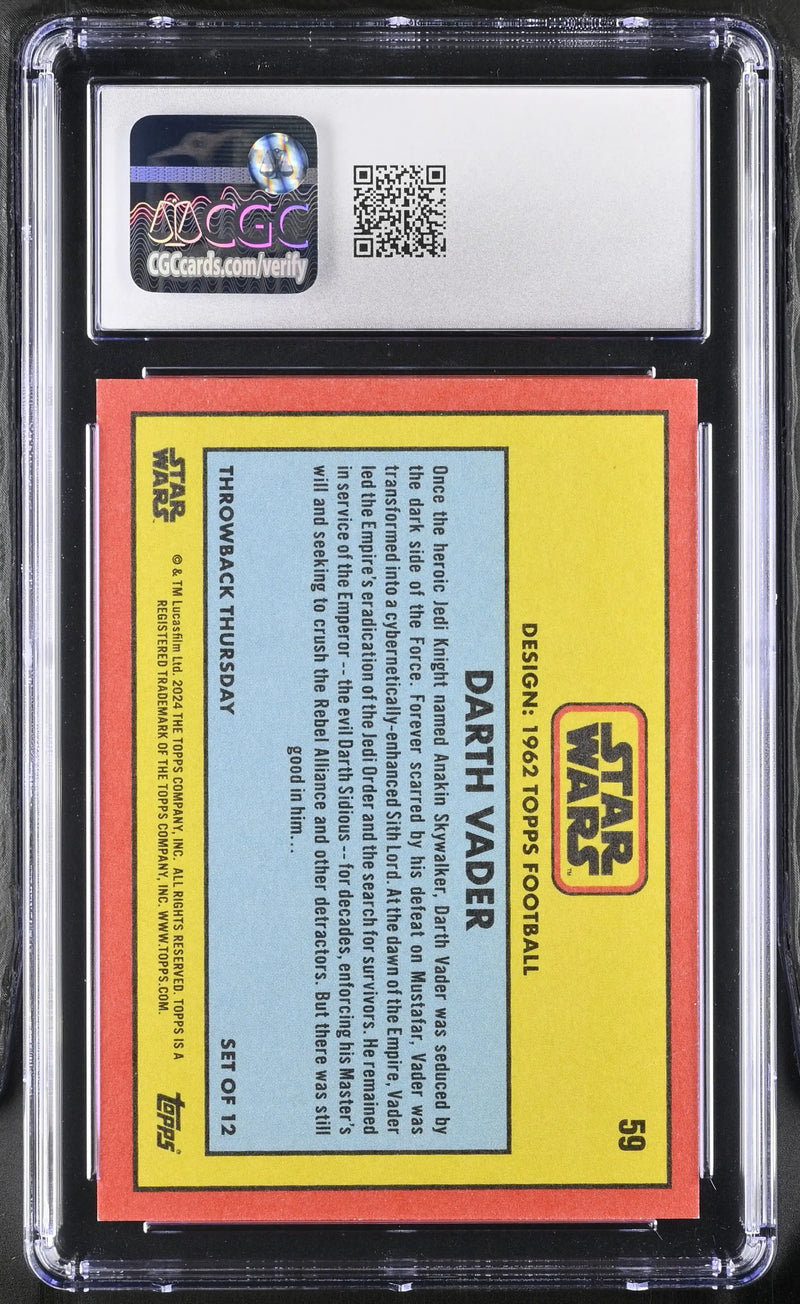 Encased Star Wars trading card featuring Darth Vader image variation CGC 9 Mint