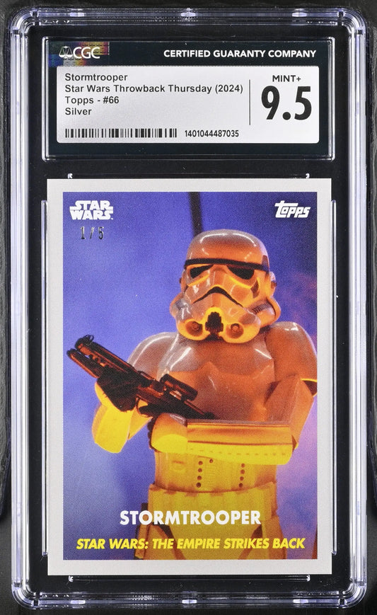 Graded Star Wars Throwback Thursday trading card #66 Stormtrooper Silver 1/5 CGC 9.5 Mint+
