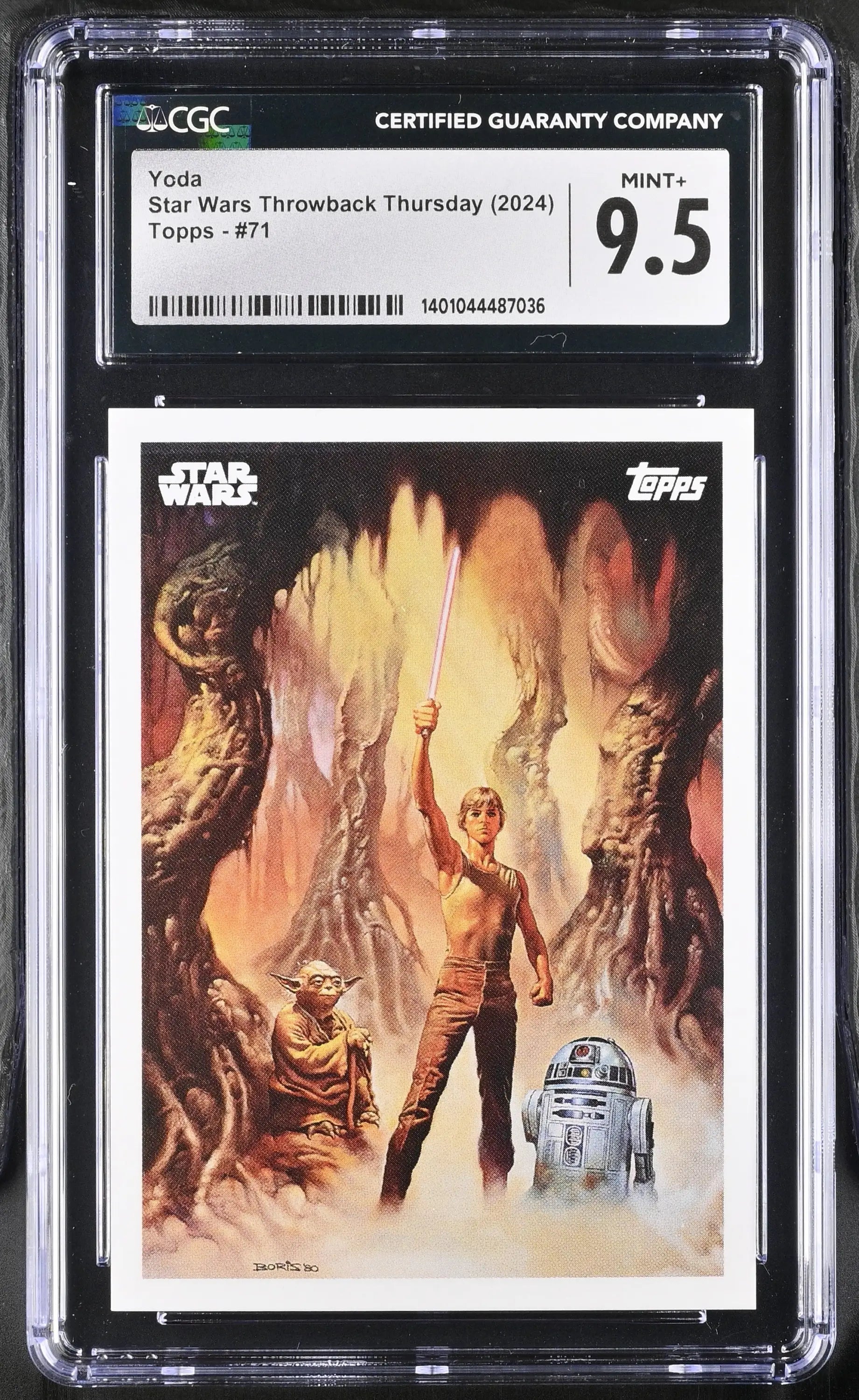 Graded Star Wars trading card featuring Yoda from Star Wars Throwback Thursday 2024