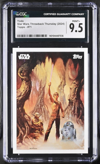 Graded Star Wars trading card featuring Yoda from Star Wars Throwback Thursday 2024