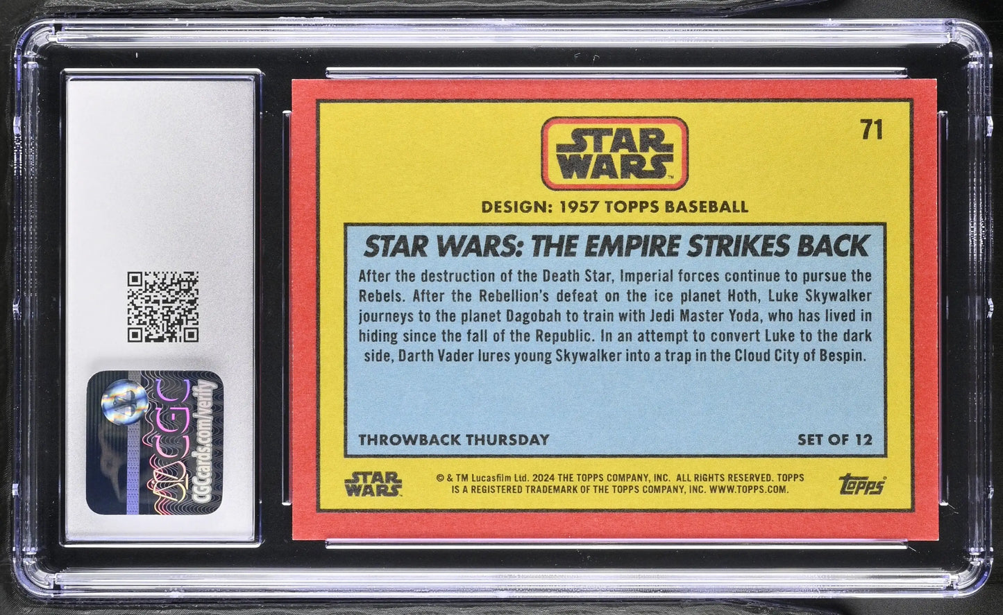 Graded Star Wars trading card Yoda SP Image Variation CGC 9.5 Mint+ for Throwback Thursday