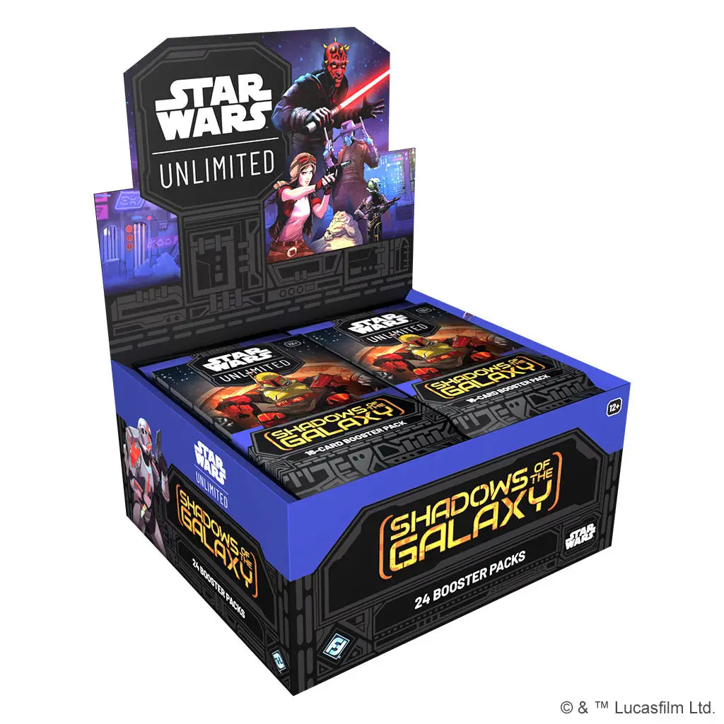 Star Wars Unlimited Shadow booster display box with Shadows of the Galaxy packs