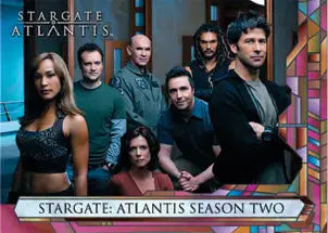 Promotional poster for Stargate Atlantis Season 2 on a collectible promo card