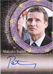 Autograph card featuring Peter Flemming headshot in circular frame from trading cards