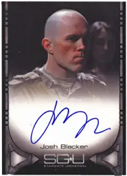 Autographed trading card of Josh Blacker in military attire from Stargate Universe