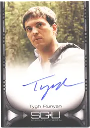 Autograph card of Tygh Runyan from Stargate Universe Season 1 trading cards
