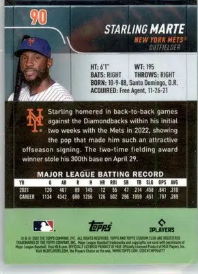 Starling Marte - 2022 Stadium Club Chrome - #90 - Baseball - Baseball Card Single