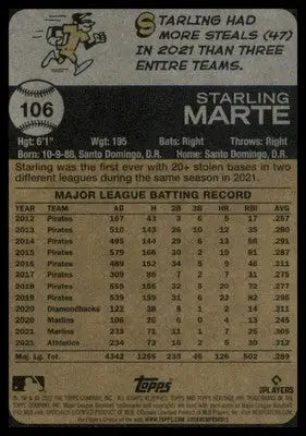 Starling Marte 2022 Topps Heritage #106 New York Mets - Baseball Card Single