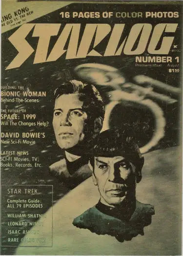 Vintage Starlog magazine #1 cover with Star Trek characters for trading cards collection