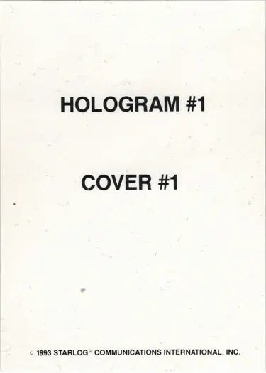Simple label reading HOLOGRAM #1 COVER #1 on Starlog Commemorative Gold Card trading card