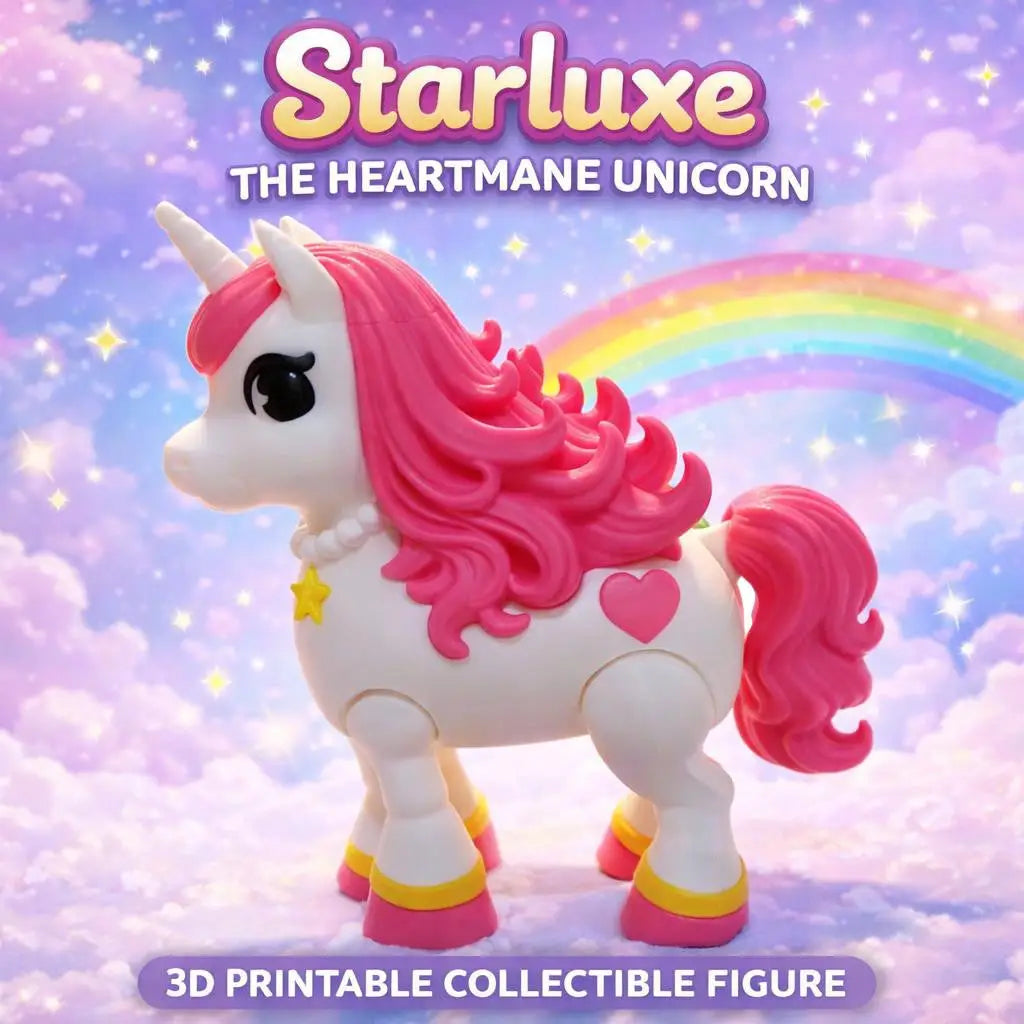 Starluxe Heartmane Unicorn Articulated 3D Printed Pink Fantasy Horse Figure - Collectibles