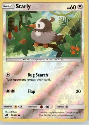Starly - SM - Crimson Invasion - Reverse Holo LP - #81/111 - Pokémon Card Single