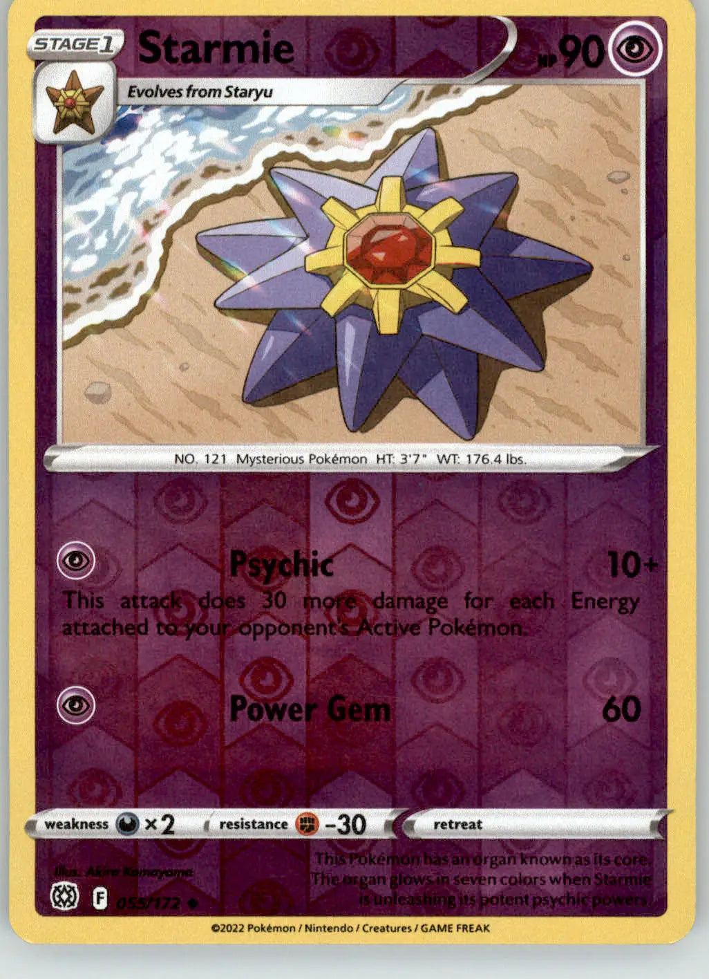Starmie - Brilliant Stars - 055/172 - Reverse Holo LP Pokemon - Pokémon Card Single