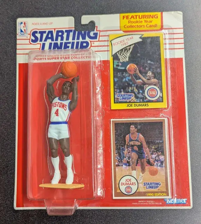 Starting Lineup 1990 Edition Joe Dumars Detroit Pistons Toy Figure w/ Rookie Year Collectors Card - Action Figure & Toy