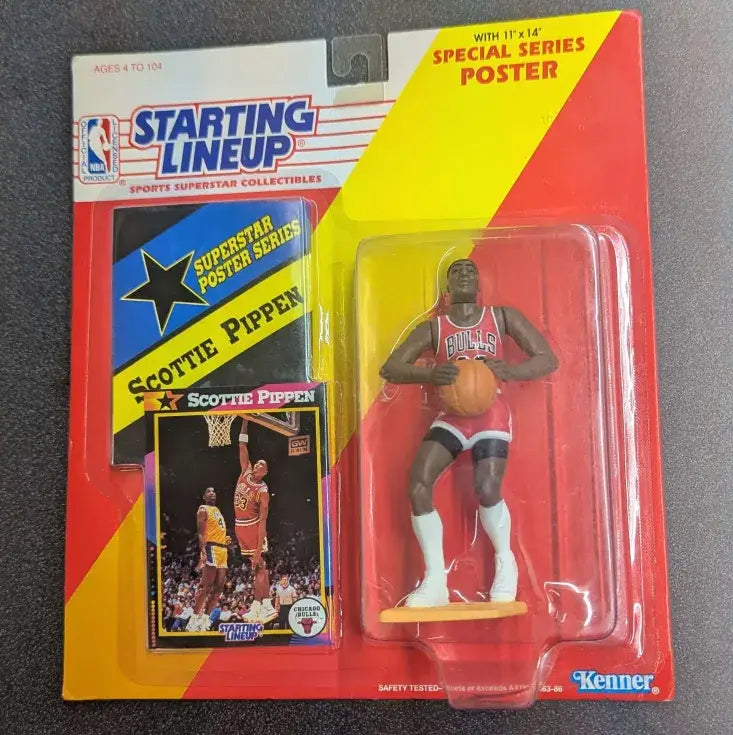 Starting Lineup 1992 Edition Scottie Pippen Chicago Bulls Toy Figure w/ Special Series Poster - Action Figure & Toy