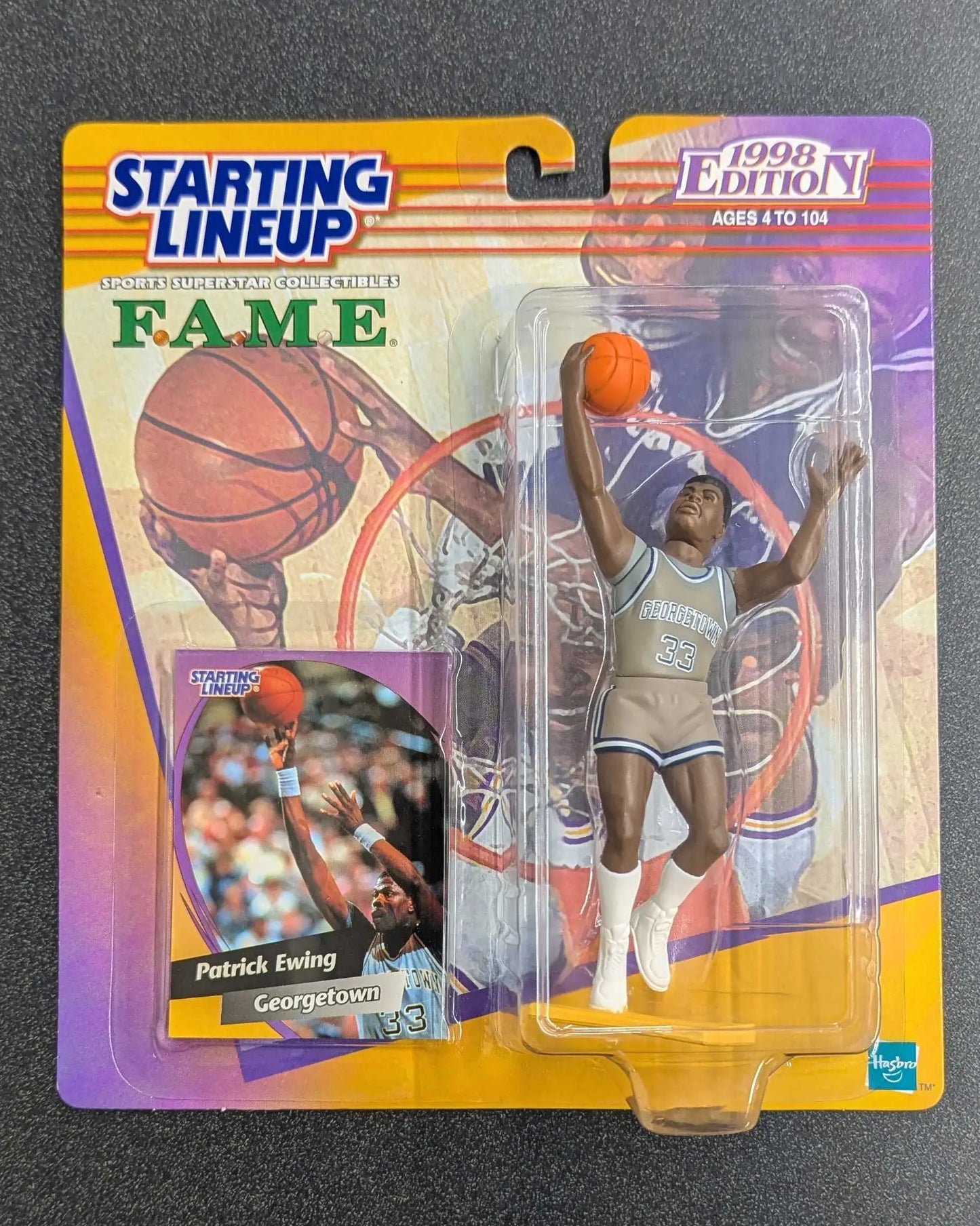 Starting Lineup 1998 Edition Patrick Ewing Georgetown action figure with collector’s card