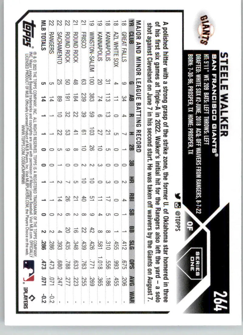Steele Walker - 2023 Topps - #264 - RC Baseball - Baseball Card Single