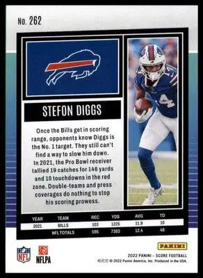 Stefon Diggs 2022 Score #262 Buffalo Bills - Football Card Single