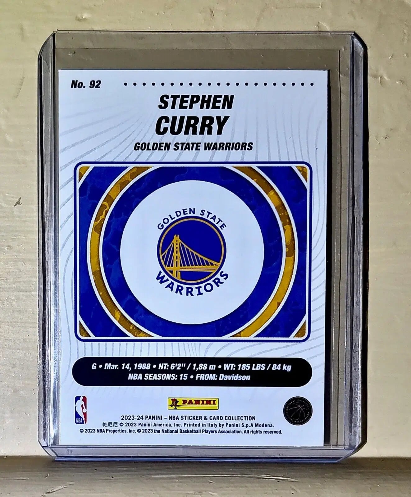 Stephen Curry 2023-24 Panini NBA Basketball #92 Card Golden State Warriors - Basketball Card Single