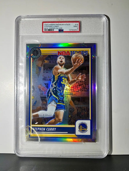 Stephen Curry 2023 Panini Premium Stock NBA Hoops #14 Jumbo Refractor PSA 9 Mint - Basketball Card Single