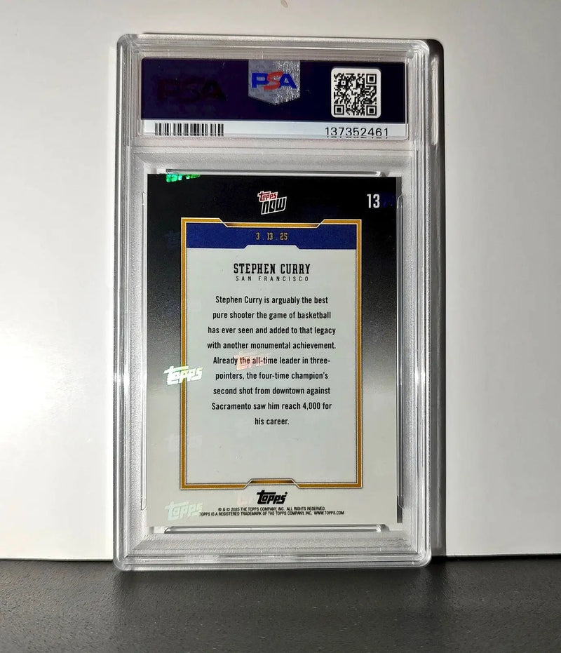 Stephen Curry 2024 Topps Now 4000 Career 3 Pointers #13 PSA 10 Gem Mint - Basketball Card Single