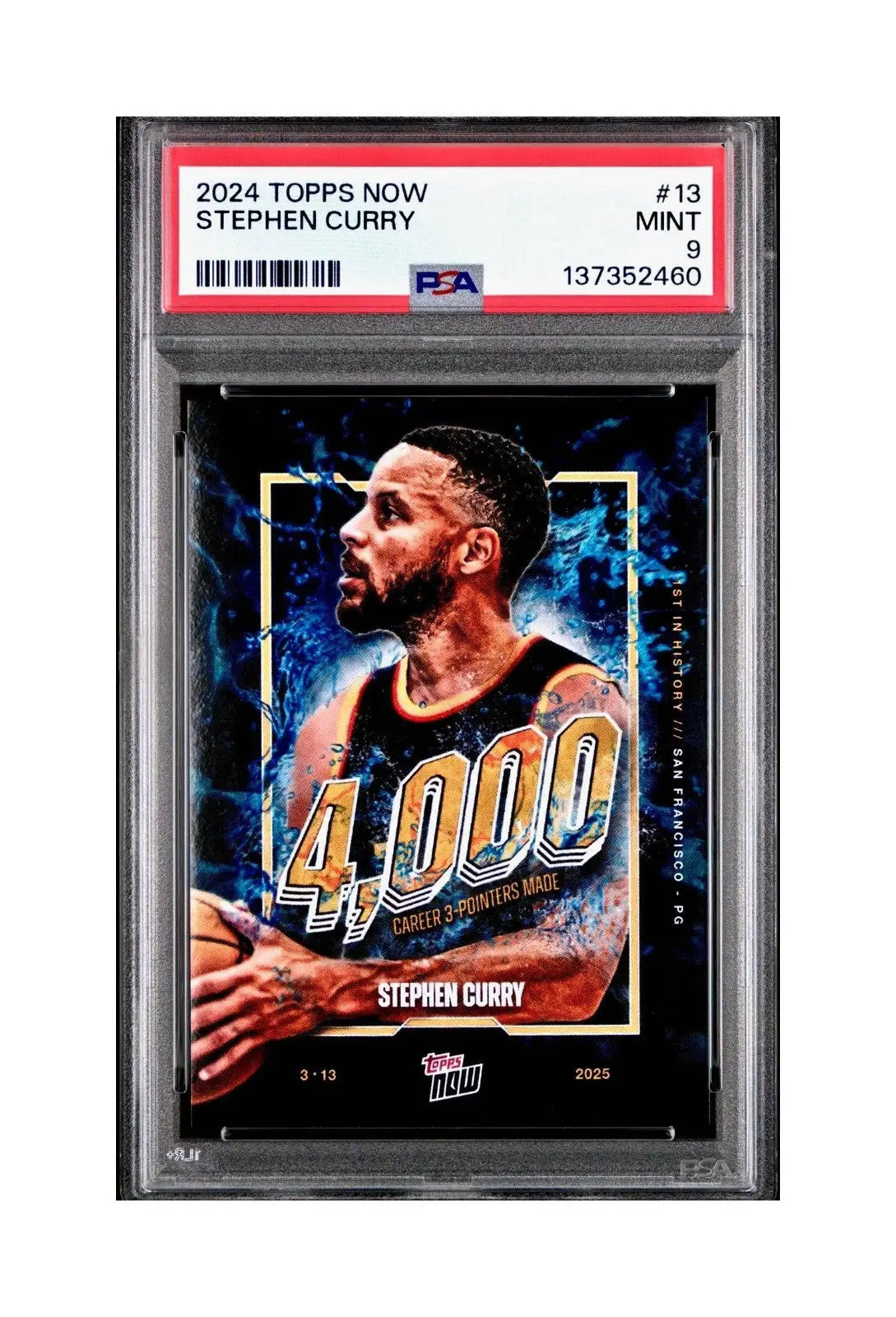 Stephen Curry 2024 Topps Now 4000 Career 3 Pointers #13 PSA 9 Mint